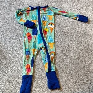 Little Sleepies Mint Ice Cream Footed One-Piece with Navy Trim